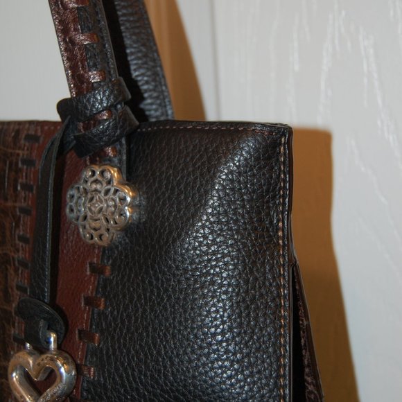 BRIGHTON Women's Black/Brown Leather Shoulder Bag - Picture 10 of 15